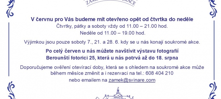 Otevírací doba červen