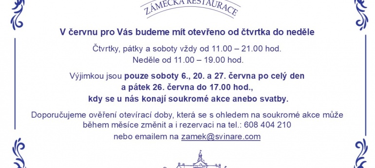 Otevírací doba červen