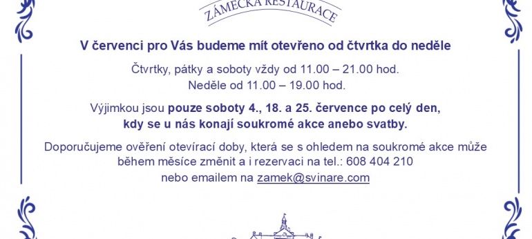 Otevírací doba červenec