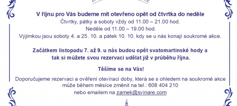 Otevírací doba říjen