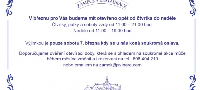 Otevírací doba březen