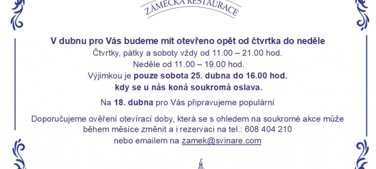 Otevírací doba duben