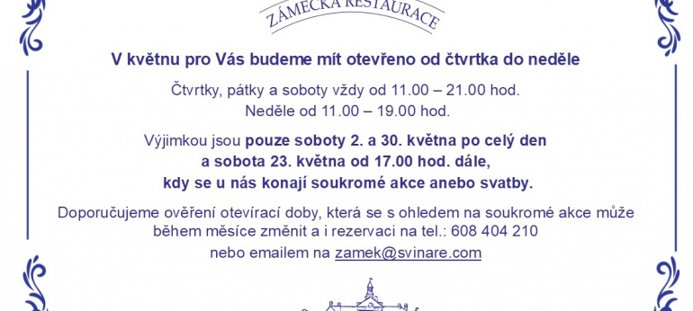 Otevírací doba květen
