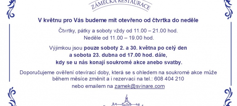 Otevírací doba květen