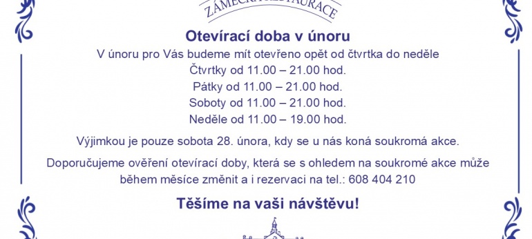 Otevírací doba únor