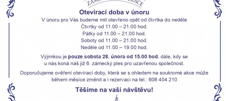 Otevírací doba únor