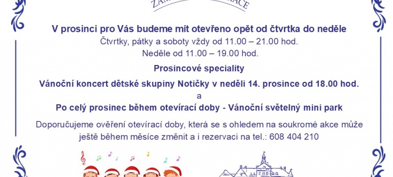 Otevírací doba prosinec