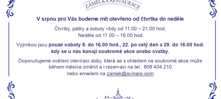 Otevírací doba srpen