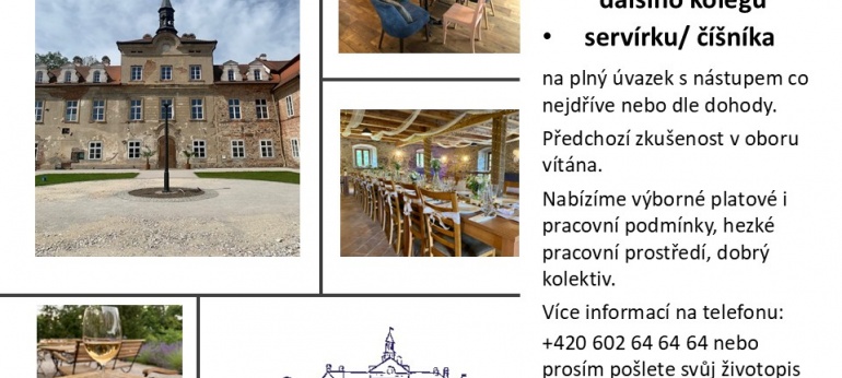 Do našeho týmu hledáme servírku/ číšníka