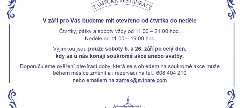 Otevírací doba září