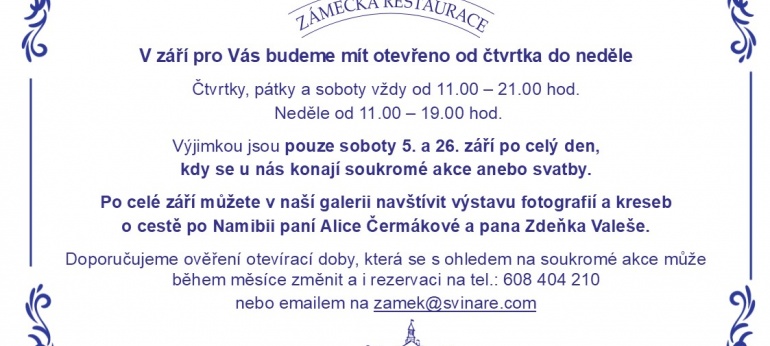 Otevírací doba září