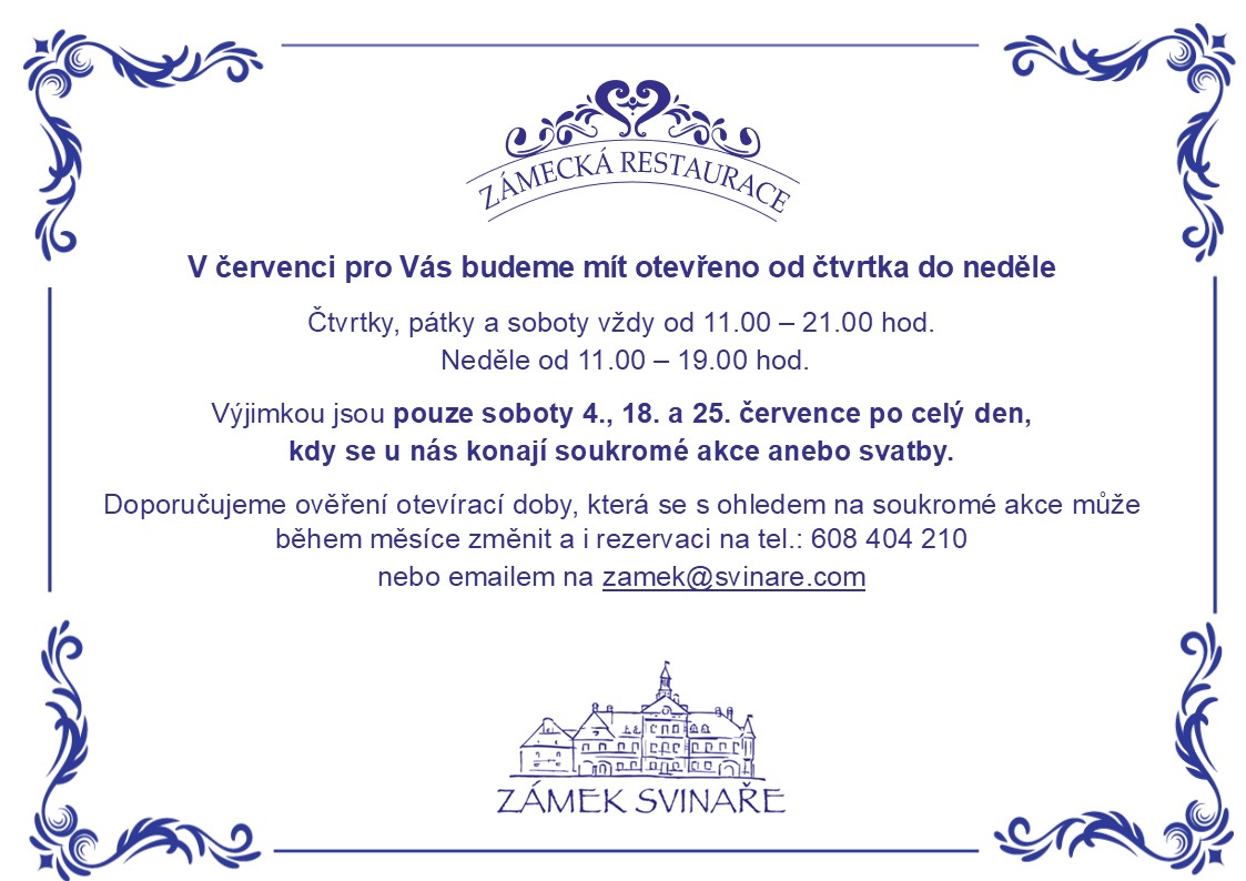 Otevírací doba červenec