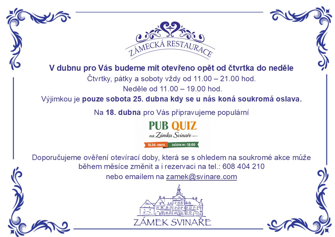 Otevírací doba duben