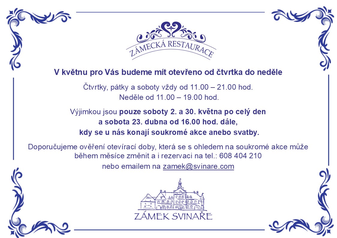 Otevírací doba květen