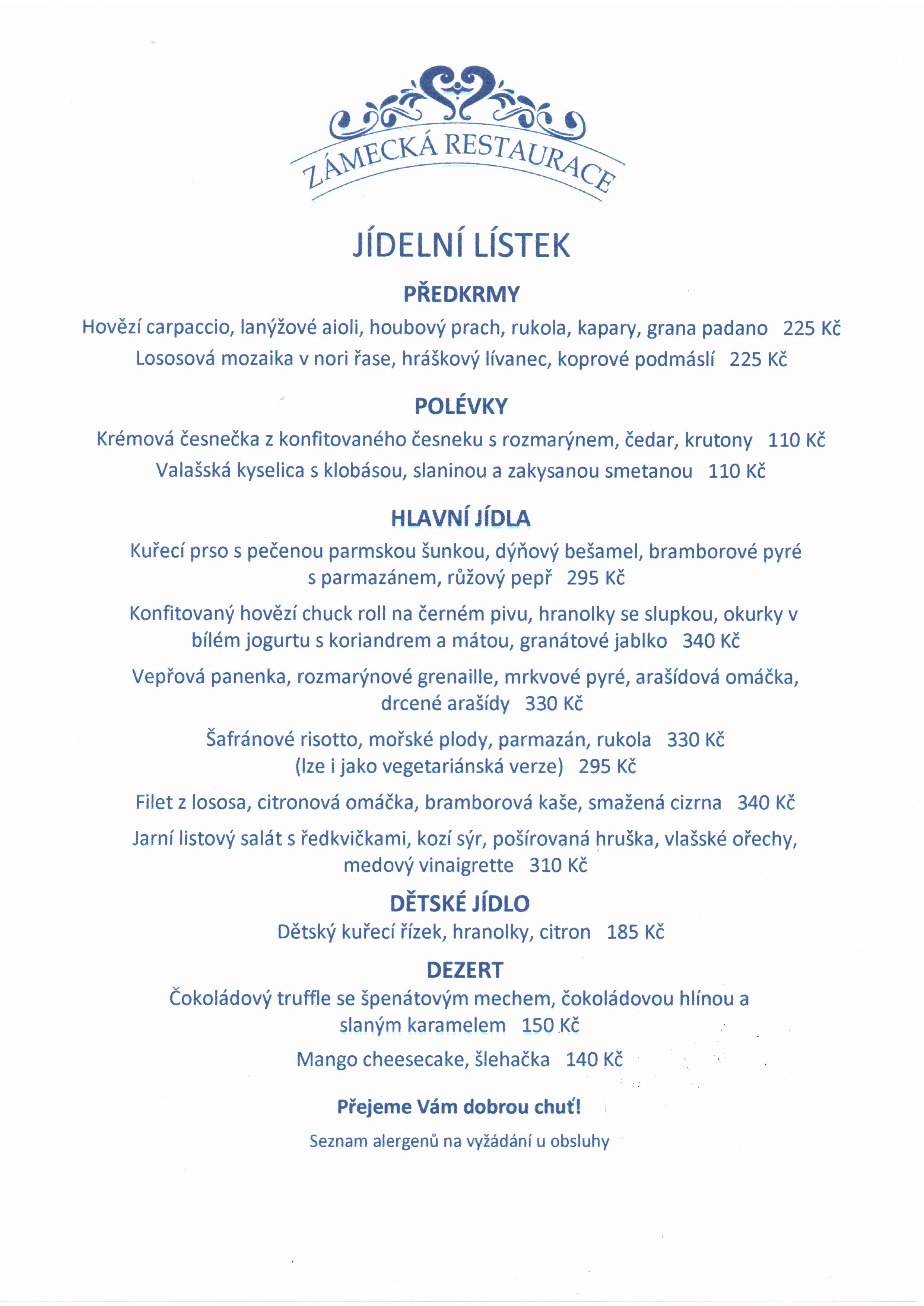 Menu duben