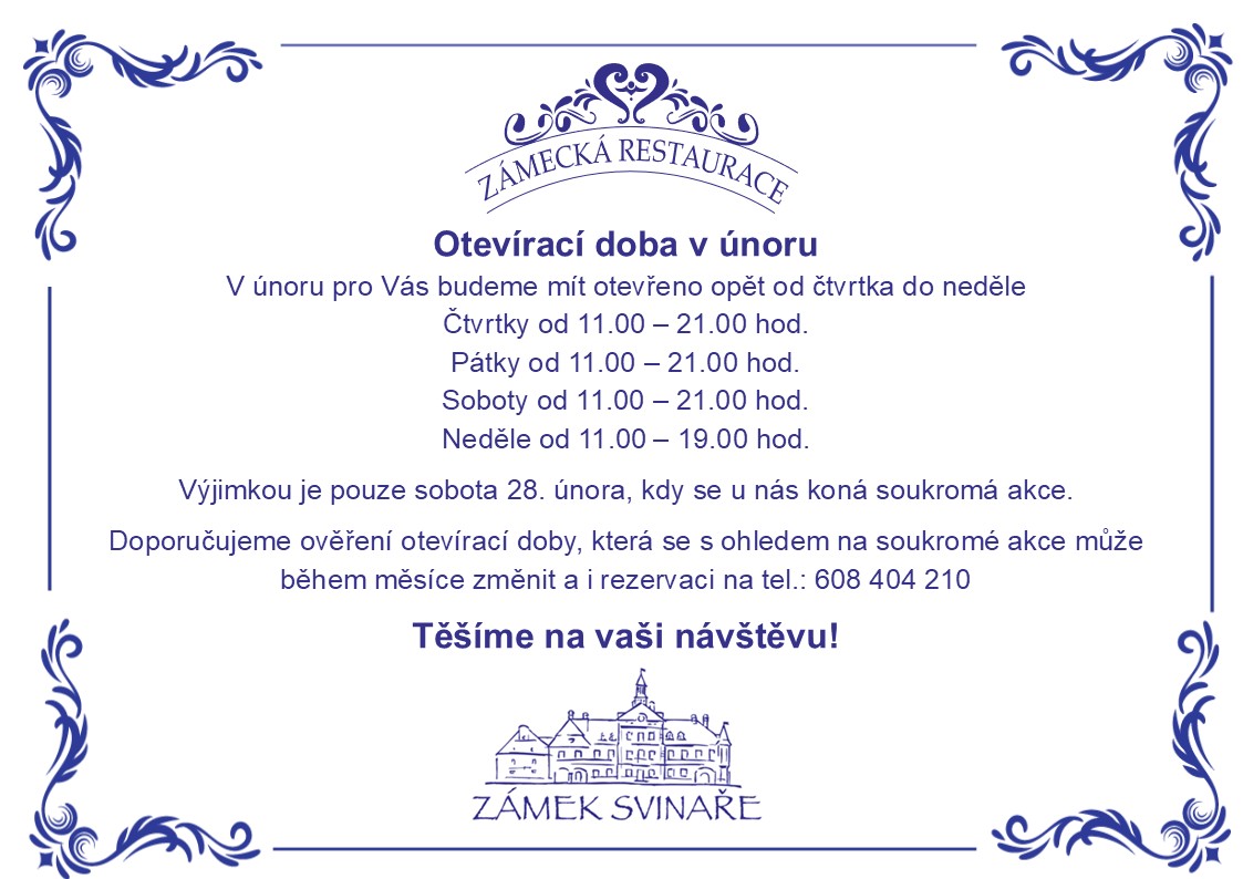 Otevírací doba únor