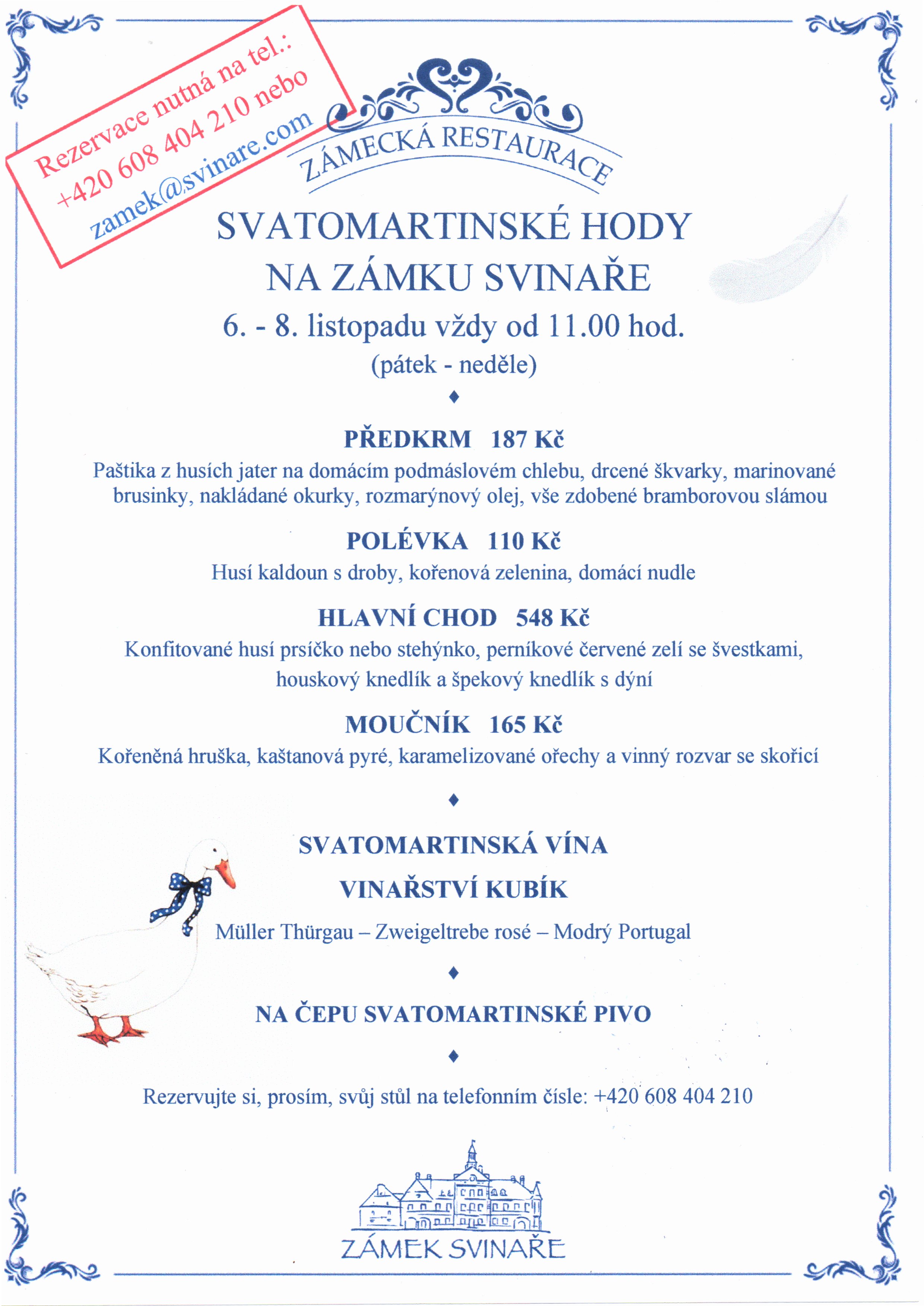 Svatomartinské hody na Zámku Svinaře