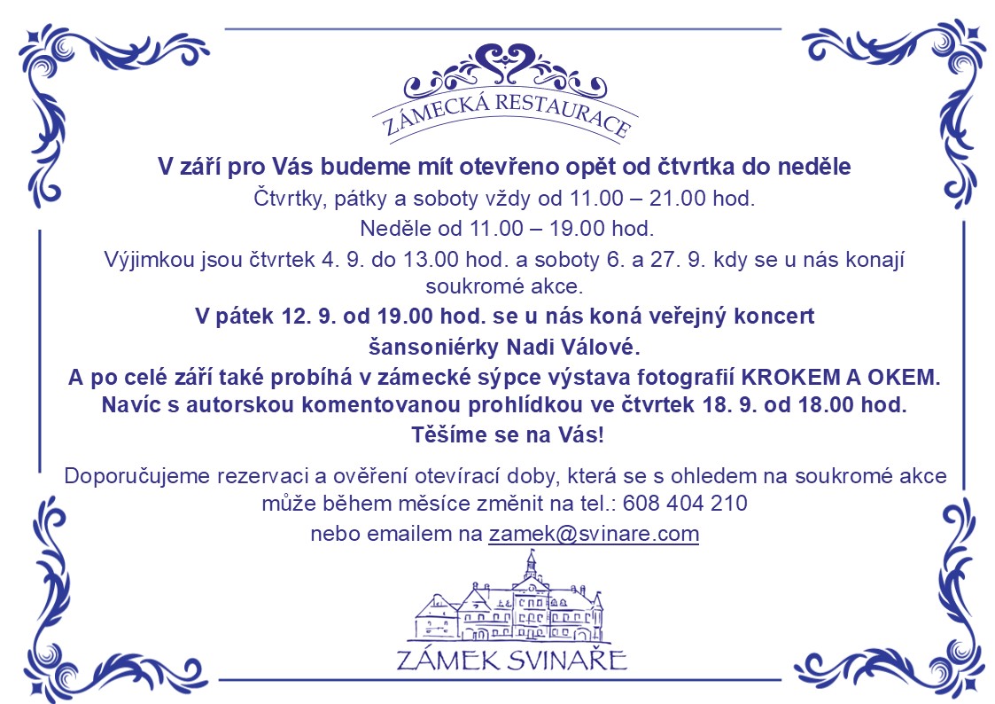 Otevírací doba září
