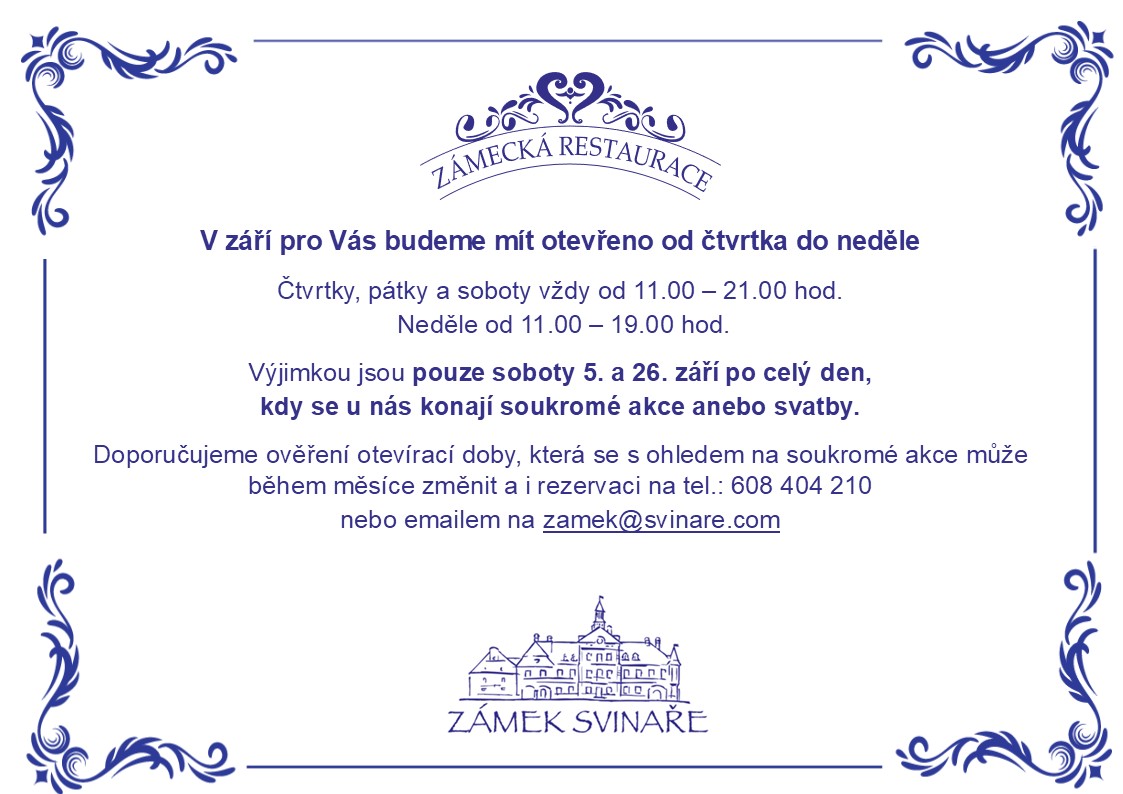 Otevírací doba září
