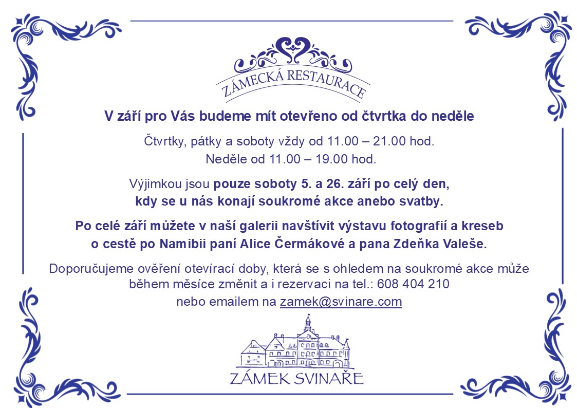 Otevírací doba září
